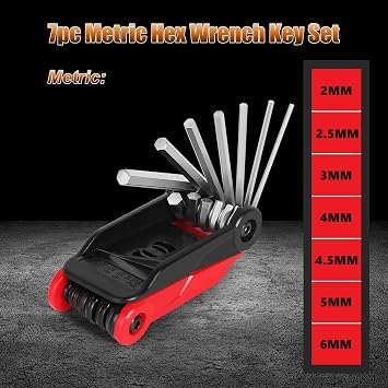 14PCS Folding Allen Key Set, Metric and SAE Folding Hex Key Set, Metric 2mm, 2.5mm, 3mm, 4mm, 4.5mm, 5mm, 6mm. SAE 5/64”, 3/32”, 1/8”, 5/32”, 3/16”, 7/32”, 1/4
