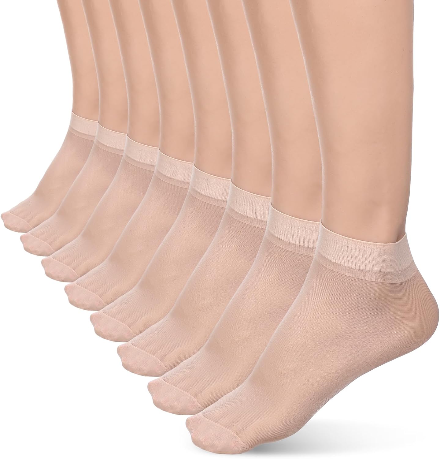 9 Pairs Thin Ankle Socks for Women, Nude Sheer Nylon Sock Womens Transparent Summer Socks Elastic Ultra Thin See Through Silk Sock for Women Girls