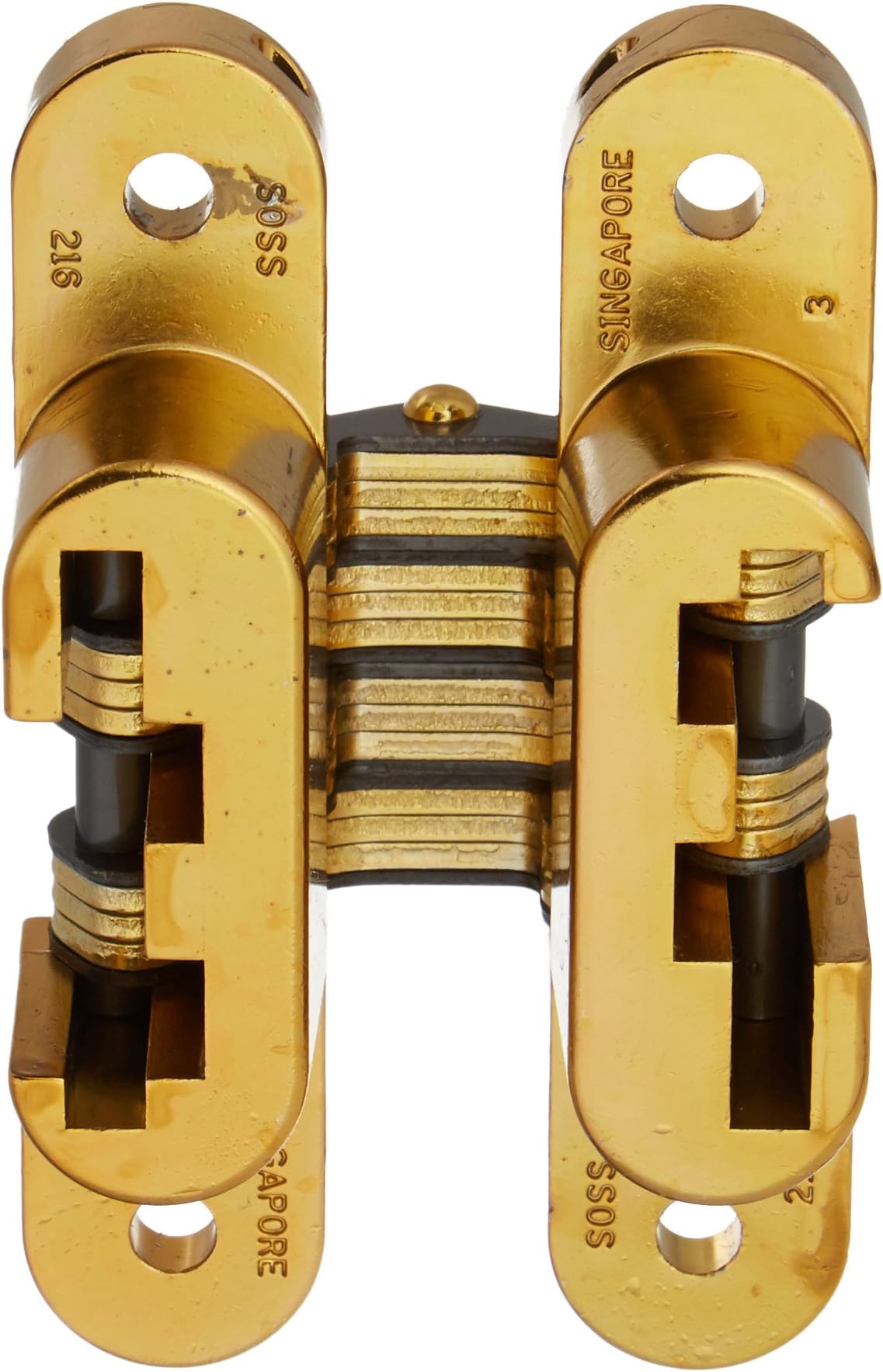 2164 1" x 4-5/8" Heavy Duty Invisible Hinge for 1-3/8" Doors Satin Brass Finish