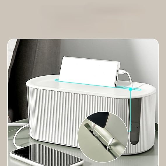 Cable Management Box, Cable Tidy Box, Storage Cord Organizer Box for Hide and Conceal Electrical Cables, Extension Power Strip Box (Green)
