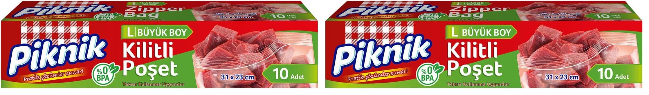 Piknik Gıda Ambalaj Kilitli Poşet Büyük 10'lu 1396 (2 paketi)