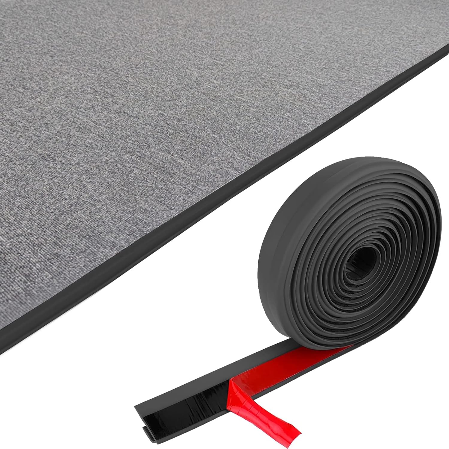 Black/Grey/Grey Carpet Edge Transition Strip,Decorative Flat Carpet Edge Sticker,PVC Molding Edge for Carpet Height Less Than 2/5