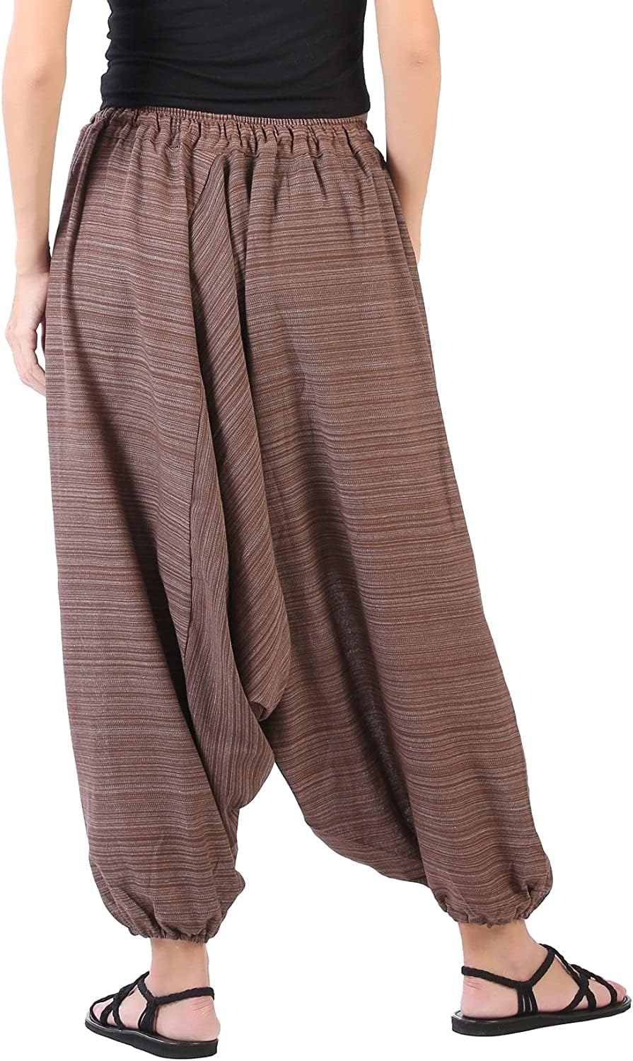 Whitewhale Mens Women Cotton Stripe Aladdin Loose Baggy Boho Hippie Harem Pants