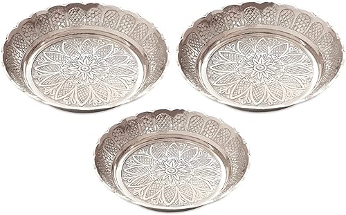 Miniatura 2 de Shubhkart Nakshi - Plato para Pooja, decoración y regalo (pequeño 2.8 in, 3 unidades, latón macizo)