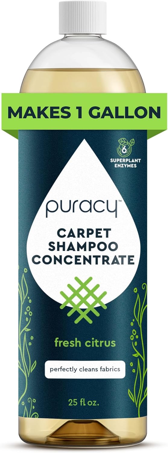 Puracy Professional Carpet Cleaner Machine Detergent, 4x Concentrated Upholstery Cleaner, Natural Carpet Shampoo, Pet Stain Remover & Deodorizer, Makes 20 Gallons of Cleaning Solution, 25 Ounce - Amazon product rated Grade B