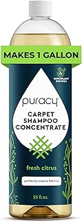 Professional Carpet Cleaner Machine Detergent, 4x Concentrated Upholstery Cleaner, Natural Carpet Shampoo, Pet Stain Remover & Deodorizer, Makes 20 Gallons of Cleaning Solution, 25 Ounce