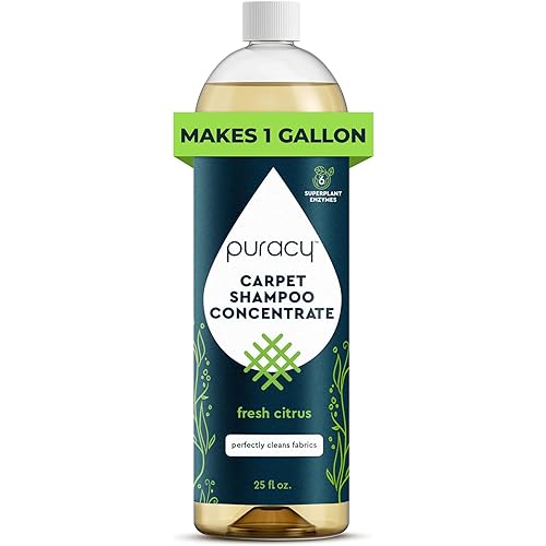 Puracy Professional Carpet Cleaner Machine Detergent, 4x Concentrated Upholstery Cleaner, Natural Carpet Shampoo, Pet Stain Remover & Deodorizer, Makes 20 Gallons of Cleaning Solution, 25 Ounce