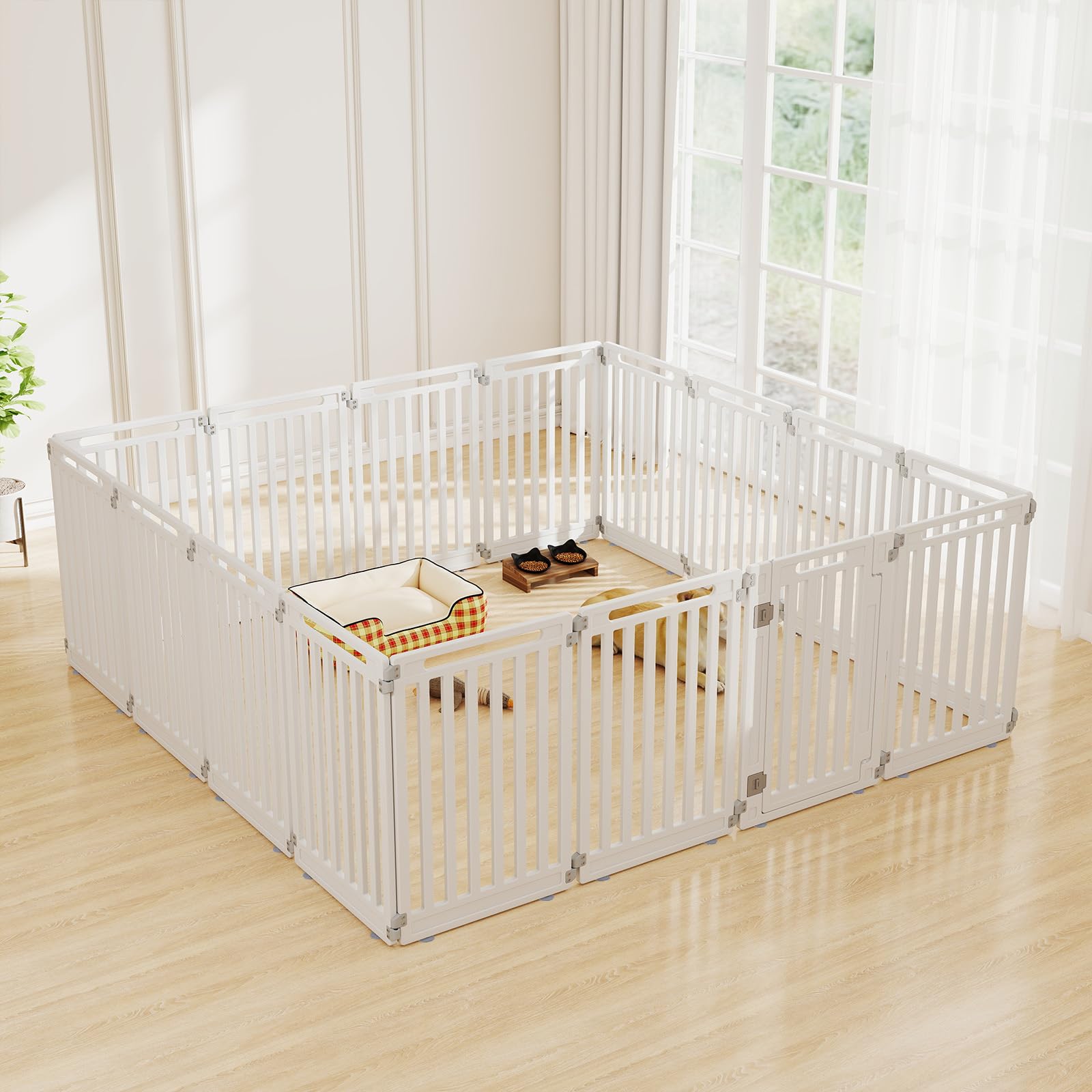 COSTWAY Recinto per Cani PortatileAlto 81cm, Bianco,8 Pannelli