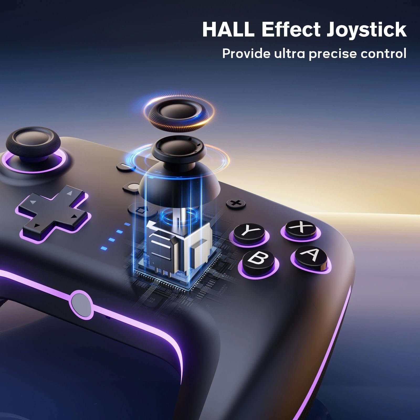 RivalPlay Wireless Controller per Switch con Illuminazione RGB, 2 Pulsanti Macro, Associazione con Un Pulsante, Sensore di Movimento, Funzione Turbo Regolabile, Batteria da 800 mAh
