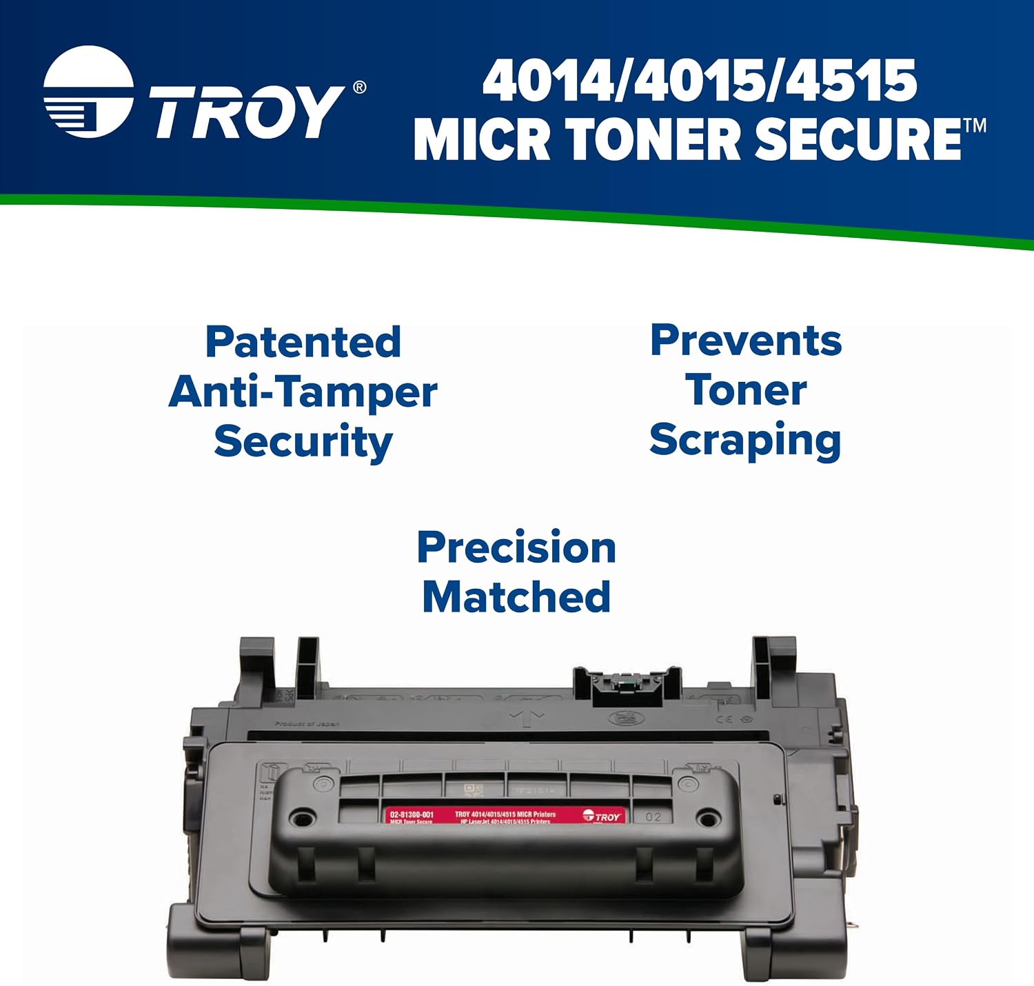 TROY 4014/4015/4515 MICR Toner Secure Standard Yield Cartridge, Check Printing, HP Part Number: CC364A, Yields 10000 Pages
