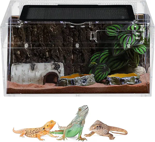Dewocke Mini 18x18x18cm Reptile Terrarium Tank with Sliding Door