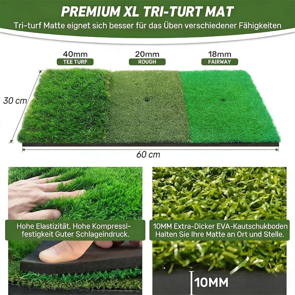 Red de entrenamiento de golf de 10 x 7 pies con colchoneta. Juego completo de entrenamiento de golpes y chipping para interiores y exteriores, incluye alfombrilla de objetivo y pelotas para hombres