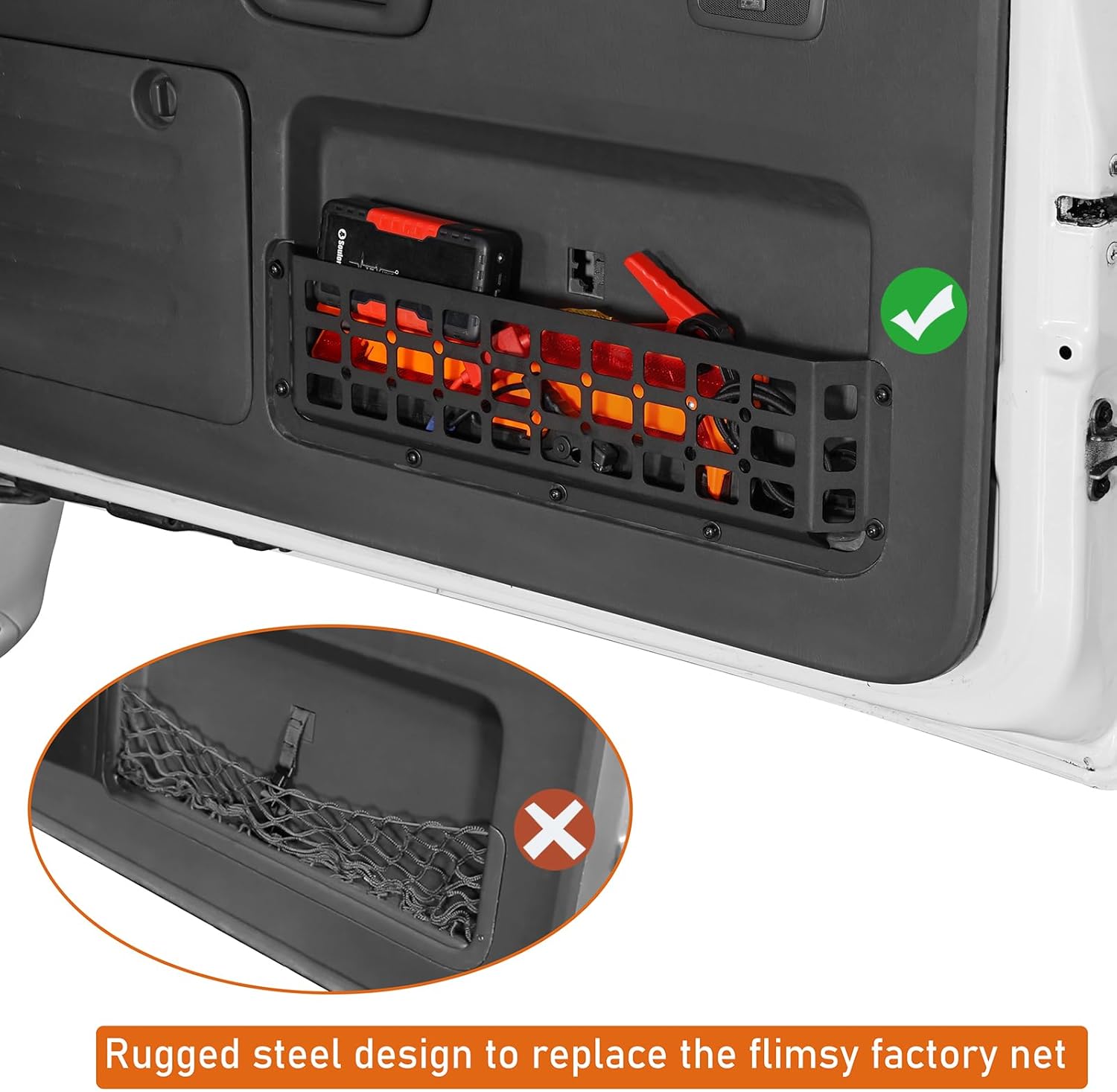 Hooke Road GX470 Tailgate MOLLE Panel Rear Door Storage Pocket for 2003-2009 Lexus GX470, Steel Cargo Rack Interior Accessories