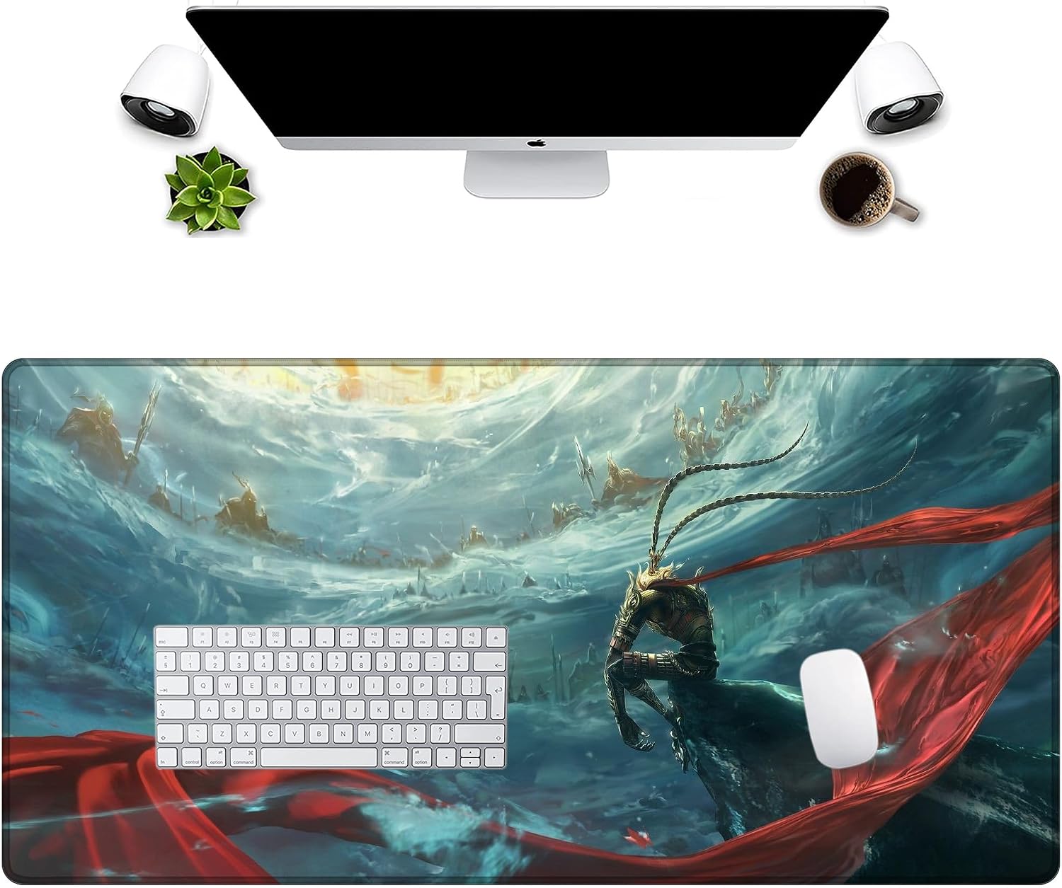 LL-COEUR XXL PC Laptop Mouse Pad Gaming Play Mat Landscape Office Table Mat 39.3"x19.6"x0.12" (Wukong)
