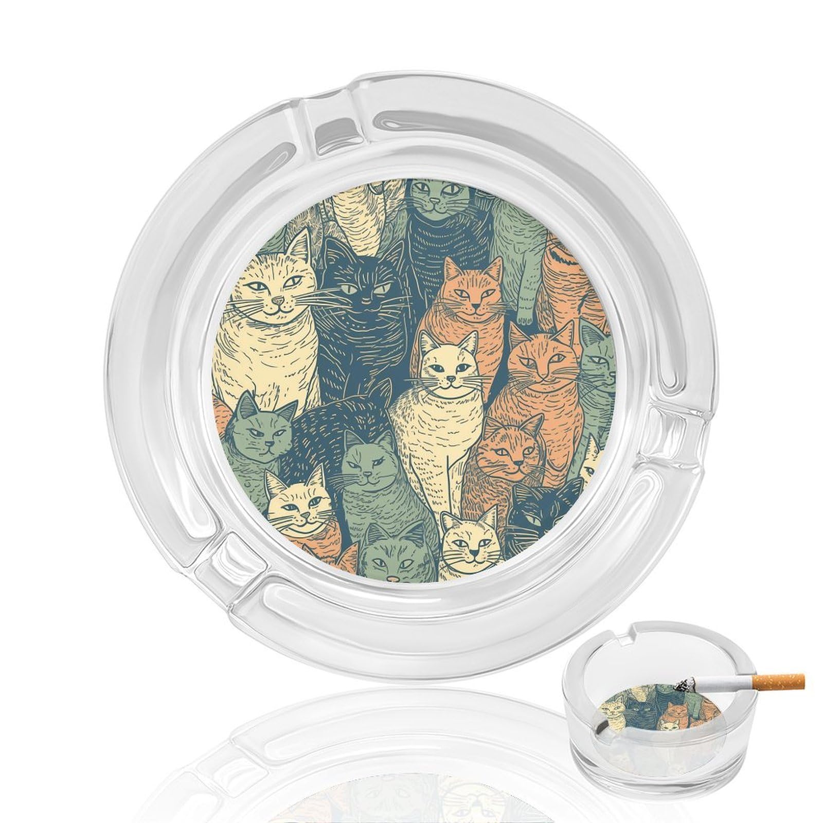 Cendrier en verre épais gravure chat : l'élégance intemporelle intérieur extérieur