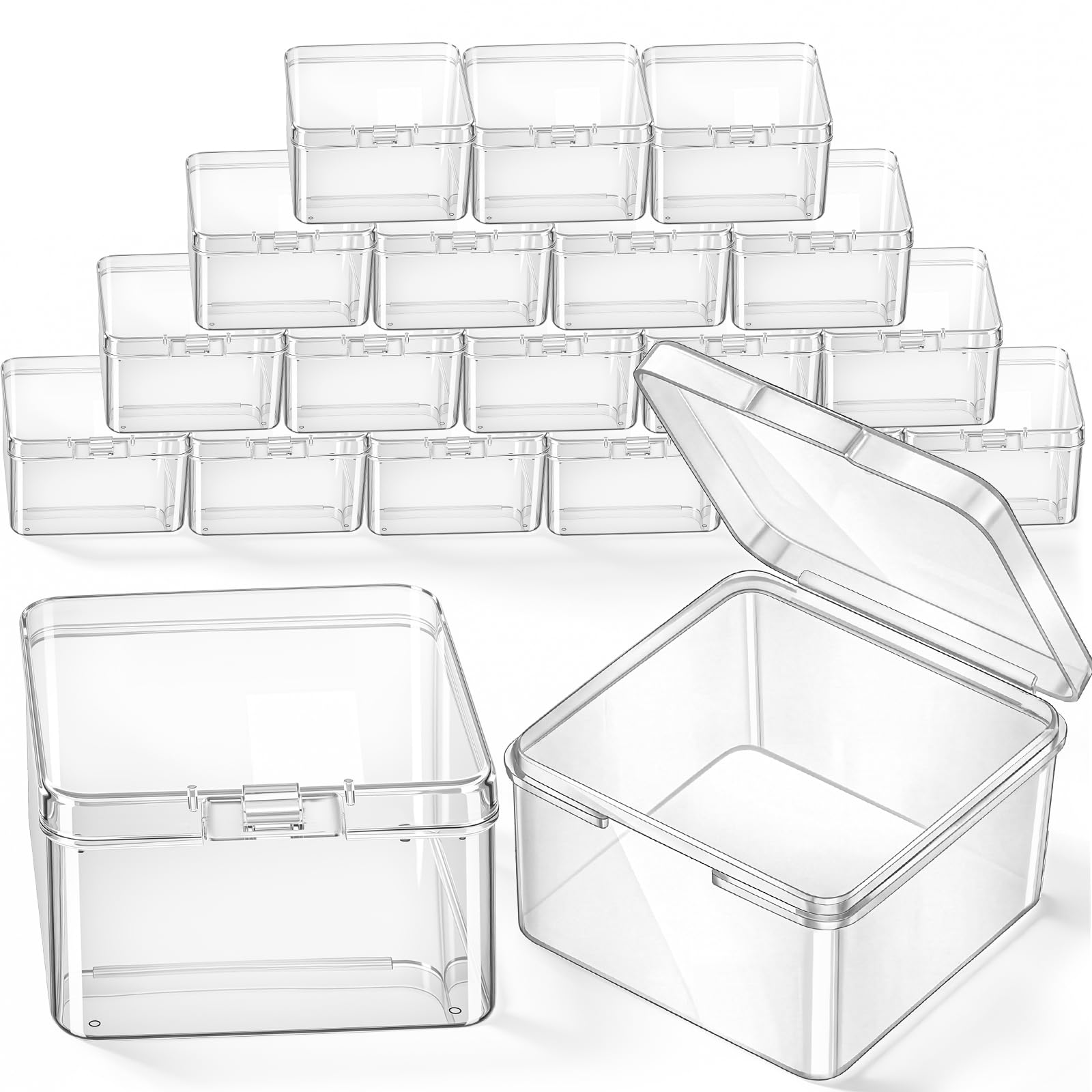 Jetec 18 Pieces Small Clear Plastic Storage Box, 2.5 x 2.5 x 1.6 Inch — image 1