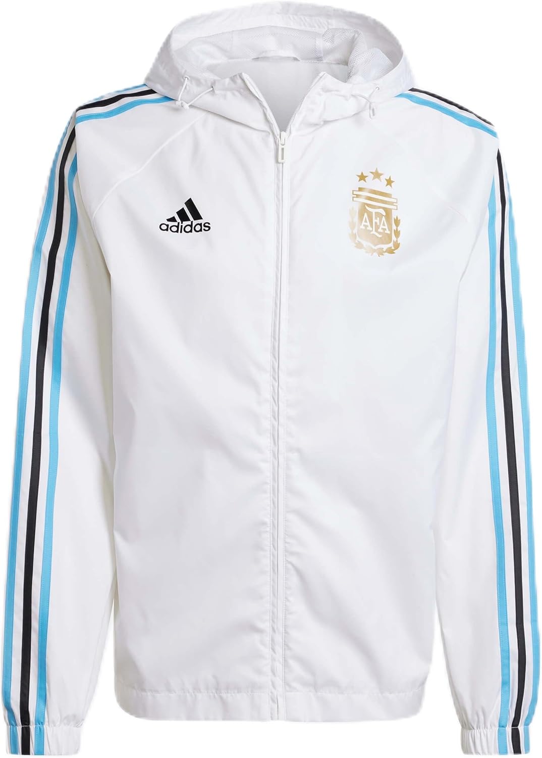 adidas Men's Soccer Argentina DNA Windbreaker Jacket - Fend Off Elements, Printed Team Badge, Recycled Material