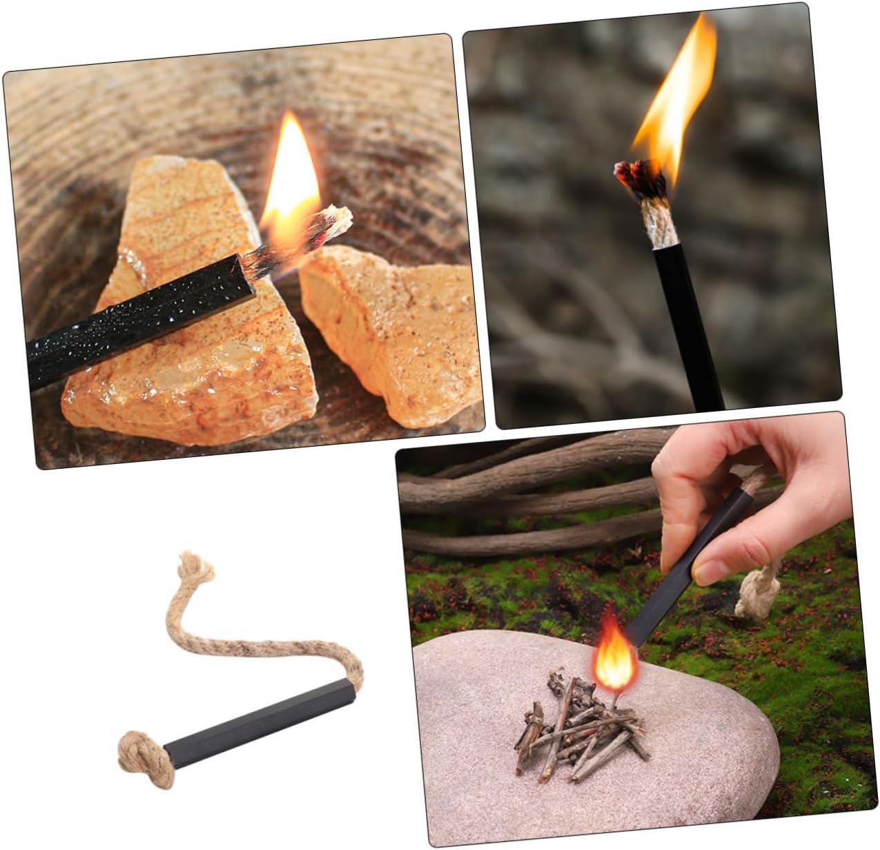 4pcs Multi-use Wax Infuse Fire Starter Rope Flax Igniter for Outdoor Camping and Survival Lightweight Portable Weather Conditions