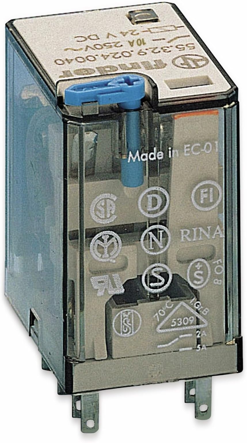 Finder Miniature Industrial Plug Relay 55.32.9.024.0040 Relay Supply Voltage 24V DC, 2W, 10A, Black