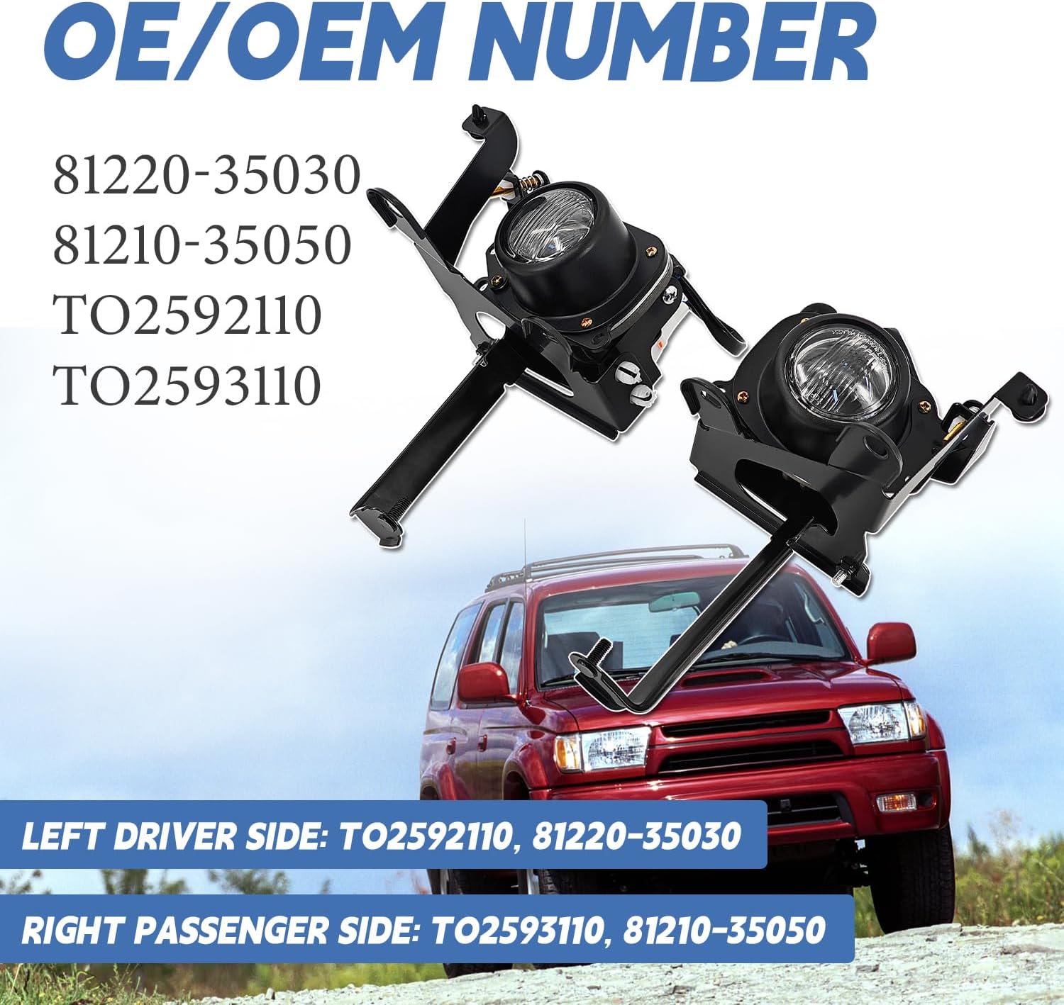 Front Left & Right Pair Fog Light W/Bulbs Fits For Toyota 4Runner SR5 Limited Base 1999-2002 Replace# TO2593110 TO2592110 81220-35030 81210-35050