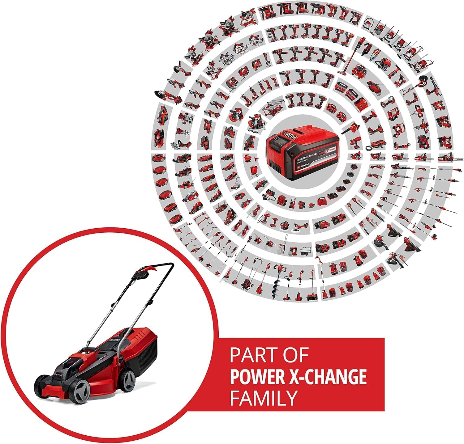 Einhell Tondeuse à Gazon sans Fil GE-CM 18/30 Li Kit Power X-Change (18 V, Largeur de Coupe 30 cm, Surface conseillée 150 m²) Livré avec Batterie 3,0 Ah et Chargeur — vue 3
