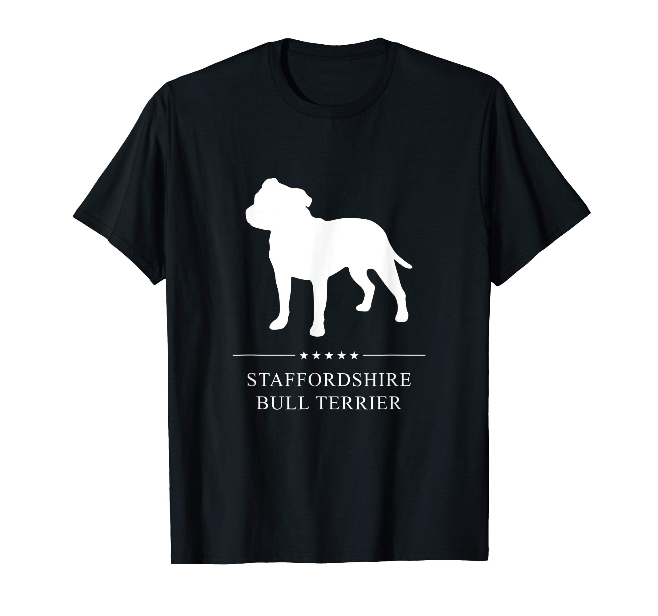 Staffordshire Bull Terrier Dog White Silhouette T-Shirt