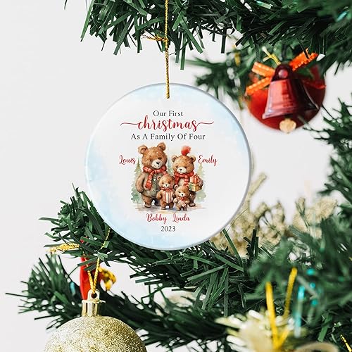 Miniatura 6 de Adorno de Navidad familiar personalizado, adorno de primera Navidad como familia de cuatro miembros, regalo con nombre para la familia, decoración