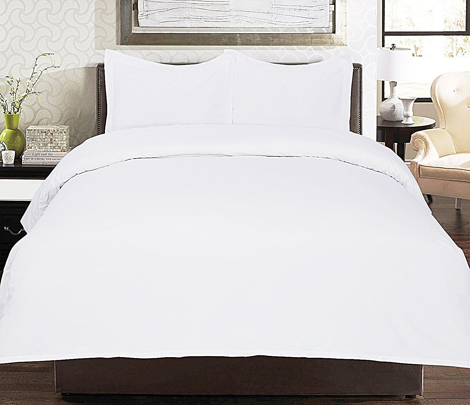 Utopia Bedding 3-Piece Combed Cotton Quilt Long Staple Fiber King Duvet Cover with 2 Pillow Shams, White