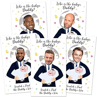 40 Cute Baby Shower Games - Scratch Off Lottery Ticket Raffle Cards - Decorations- who is The Baby's Daddy - 40 Cards