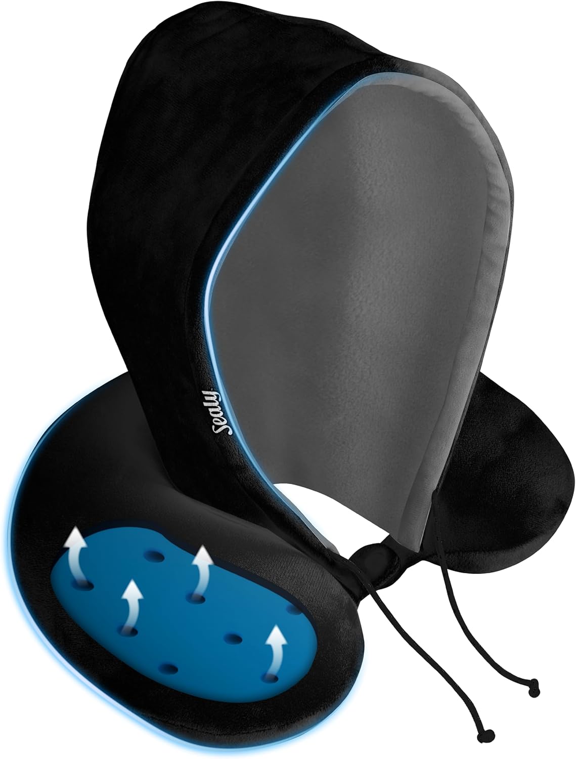Sealy, Infused-Gel Hooded Travel Pillow with Airflow Memory