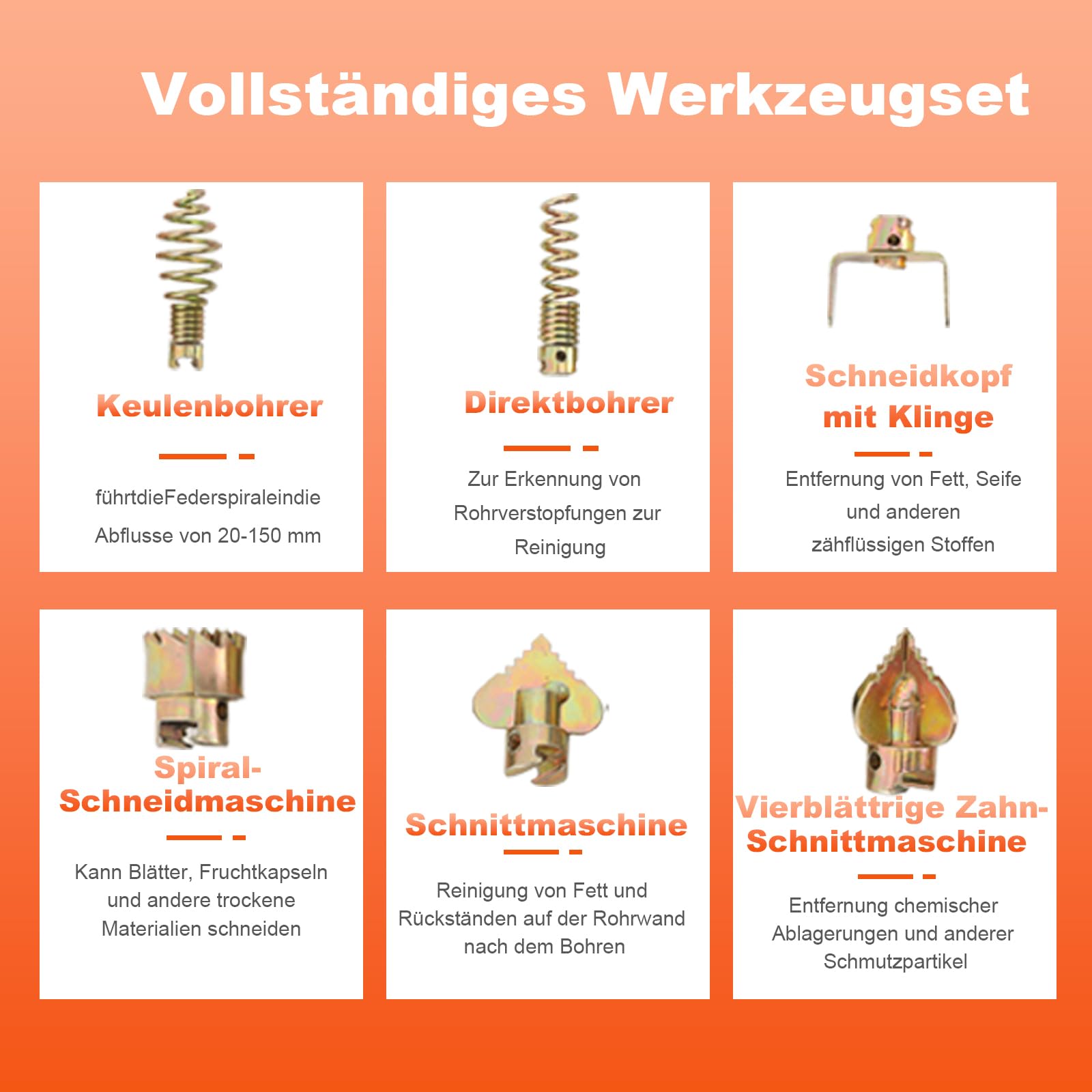 Rohrreinigungsmaschine Elektrische Rohrreinigungsspirale 20m 1000W | Rohrreinigungsgerät Kanalreinigungsmaschine mit 39.4ft Feder Rohrreiniger Satz für Rohr-Durchmesser 20mm-150mm