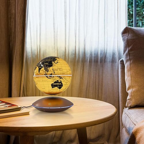 Miniatura 9 de Globo flotante de levitación magnética de 6 pulgadas, mapa del mundo giratorio antigravedad con luz LED, globos geográficos para luz nocturna,