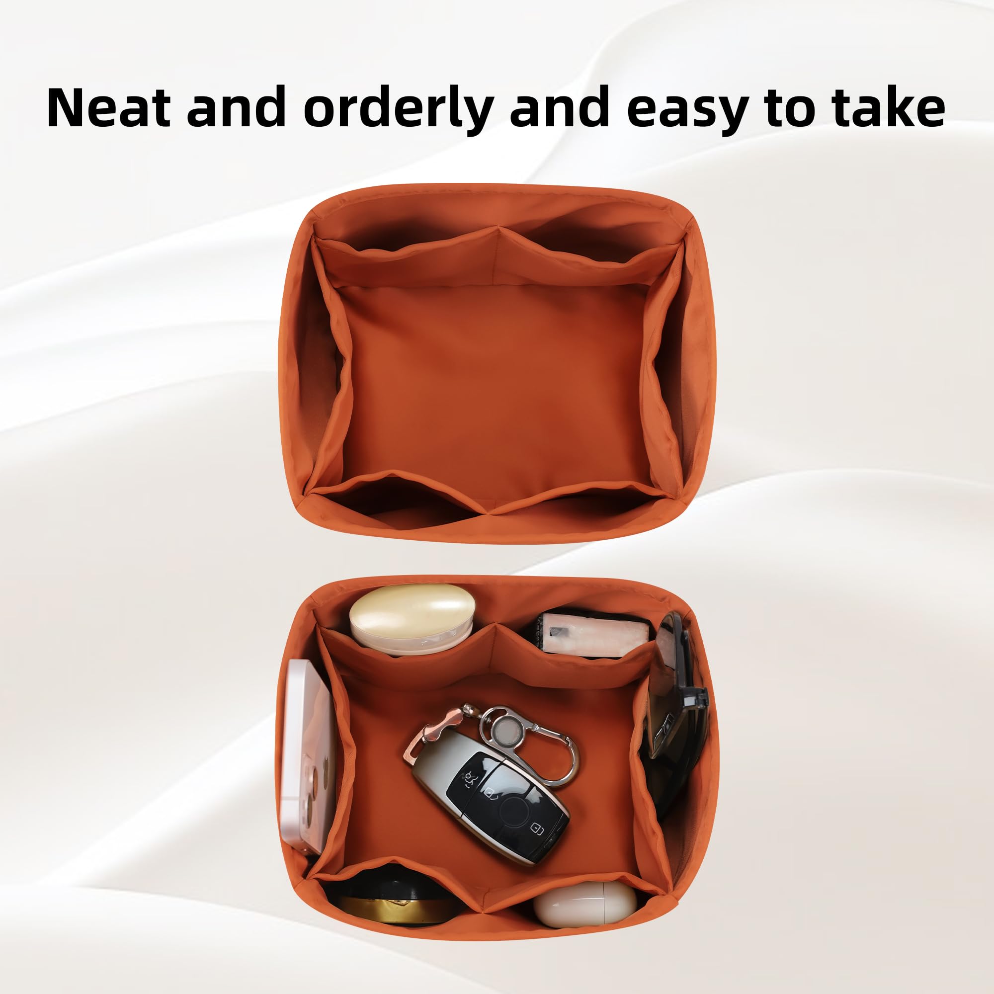 DGAZ Bag Organizer Insert de Seda para Picotin (Feu Orange, PC18) | Bolsillo interior, forro de satén suave, ajuste, protección óptima, ligero