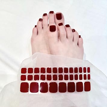 Semi Cured Gel Nail Strips 34 Pc. Toenail Gel Nail Stickers Pedicure Gel Wraps for Nails Glitter Toes Nail Polish Strips for Women Home Nails DIY, Chameleon