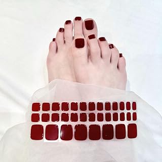 Semi Cured Gel Nail Strips 34 Pc. Toenail Nail Stickers Pedicure Gel Wraps for Nails Glitter Toes Nail Polish Strips for Women Home Manicure DIY