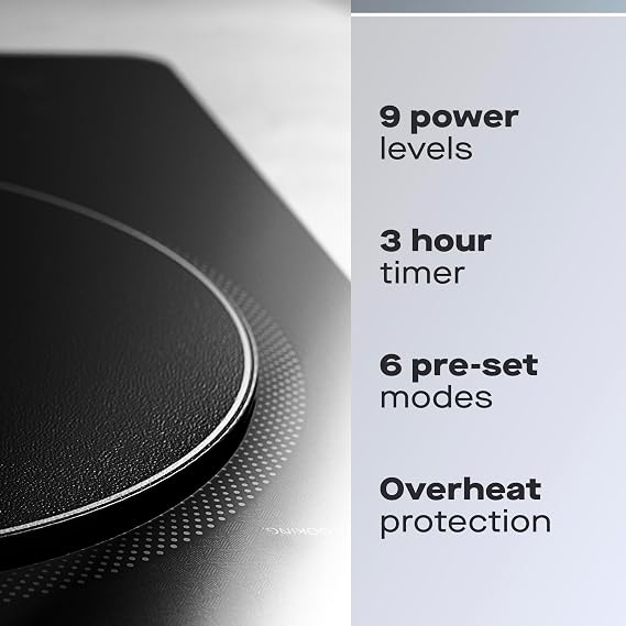 Daewoo 2200W Portable Single Induction Hob – Convenient Electric Cooktop for Use With Induction-Suitable Pans, 6 Presets, LED Controls & Timer