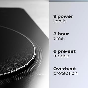 Daewoo 2200W Portable Single Induction Hob – Convenient Electric Cooktop for Use With Induction-Suitable Pans, 6 Presets, LED Controls & Timer