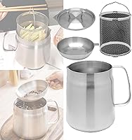 Vista 1 de Olla de filtro de aceite de acero inoxidable 304, separador de grasa, contenedor de grasa de tocino, contenedor de grasa para cocina, mini freidora