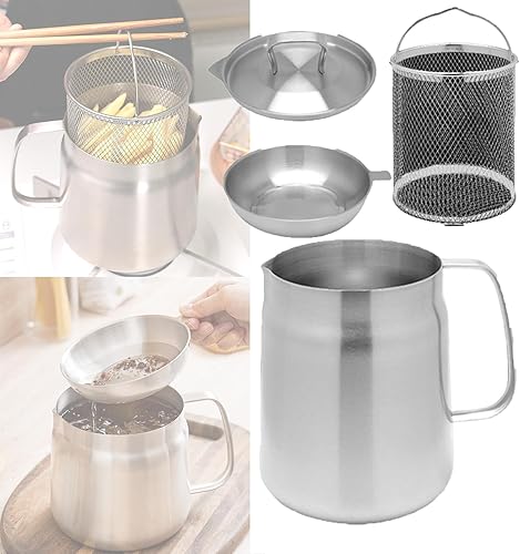 Olla de filtro de aceite de acero inoxidable 304, separador de grasa, contenedor de grasa de tocino, contenedor de grasa para cocina, mini freidora