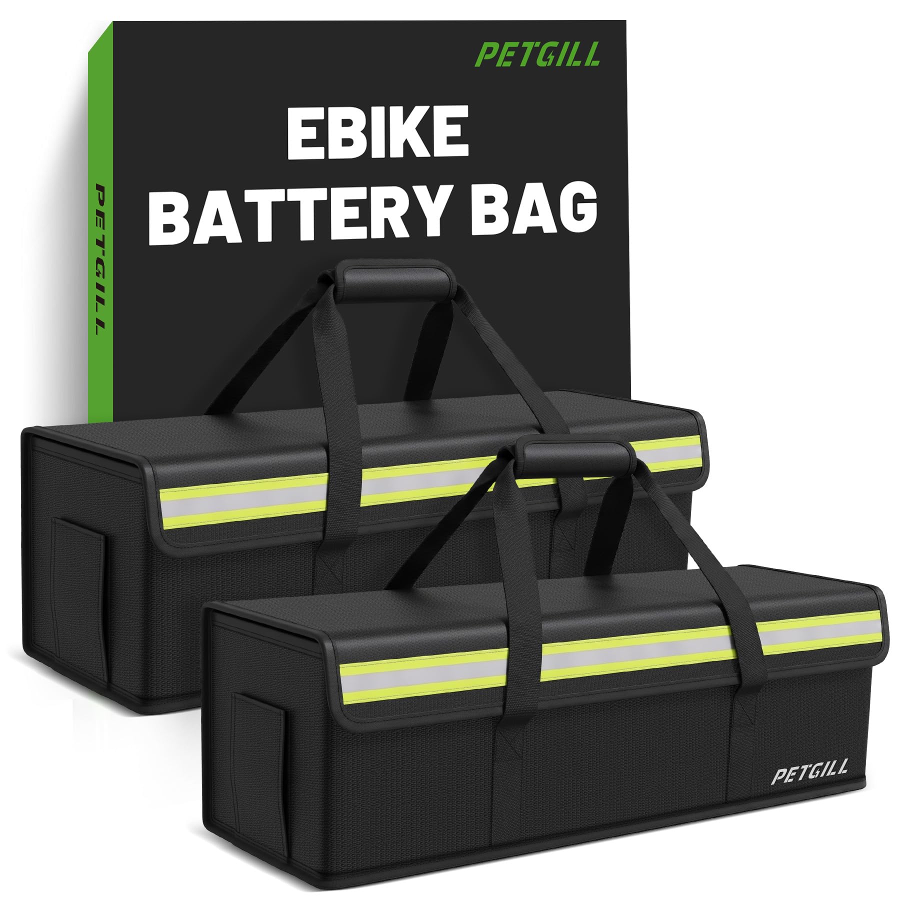 2er-Pack E-Bike-Akkutasche, explosionssicher, große Kapazität, feuerfeste Lipo Tasche zum Aufladen und Aufbewahren von E-Bike-Akkus (M 40,6 x 14,9 x 13,9 cm)