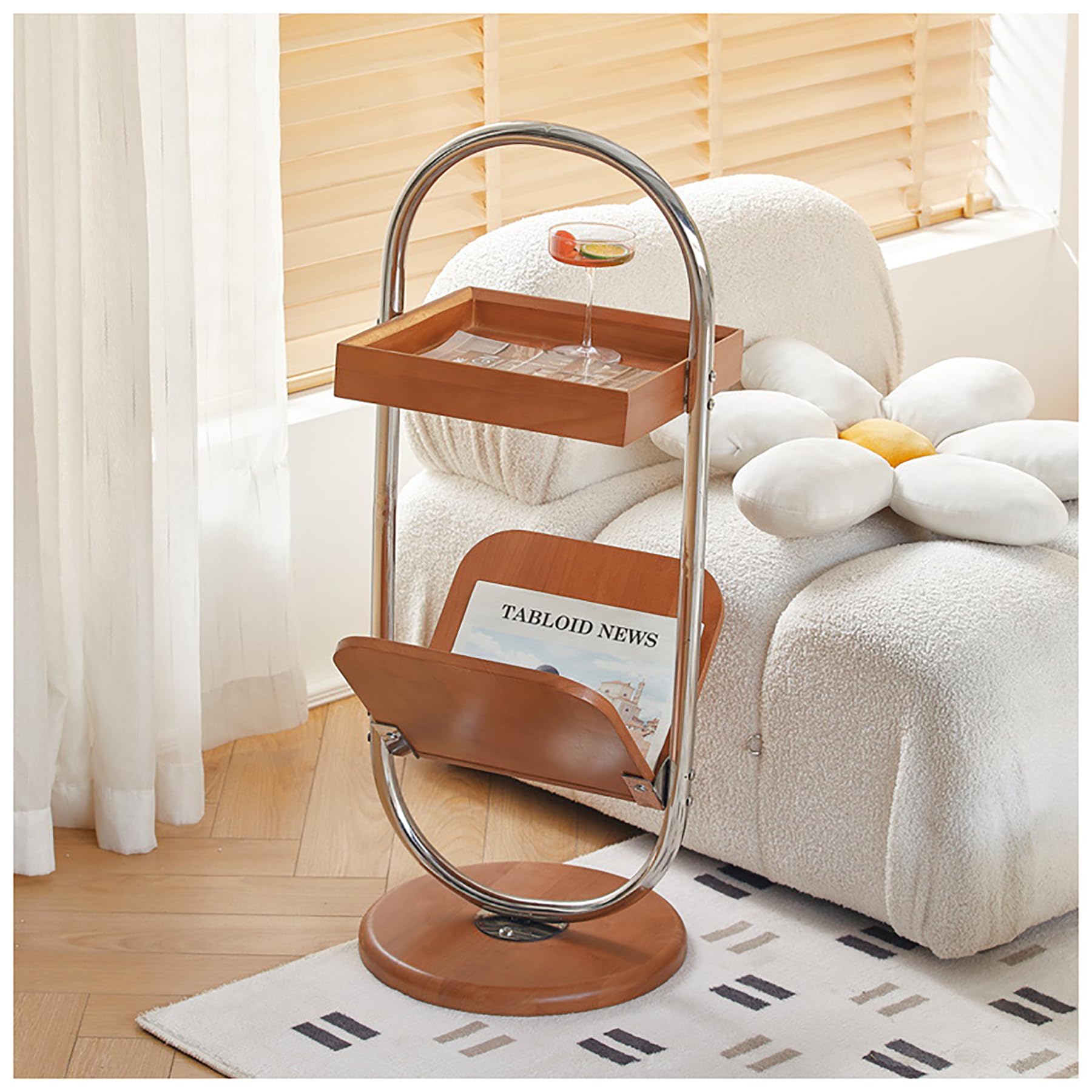 Modern Coffee Table Small Bedside Table Wooden End Tables Living Room Small Bookshelf End Table Space Saving Side Table for Couch Nightstand Tables with Magazine Rack