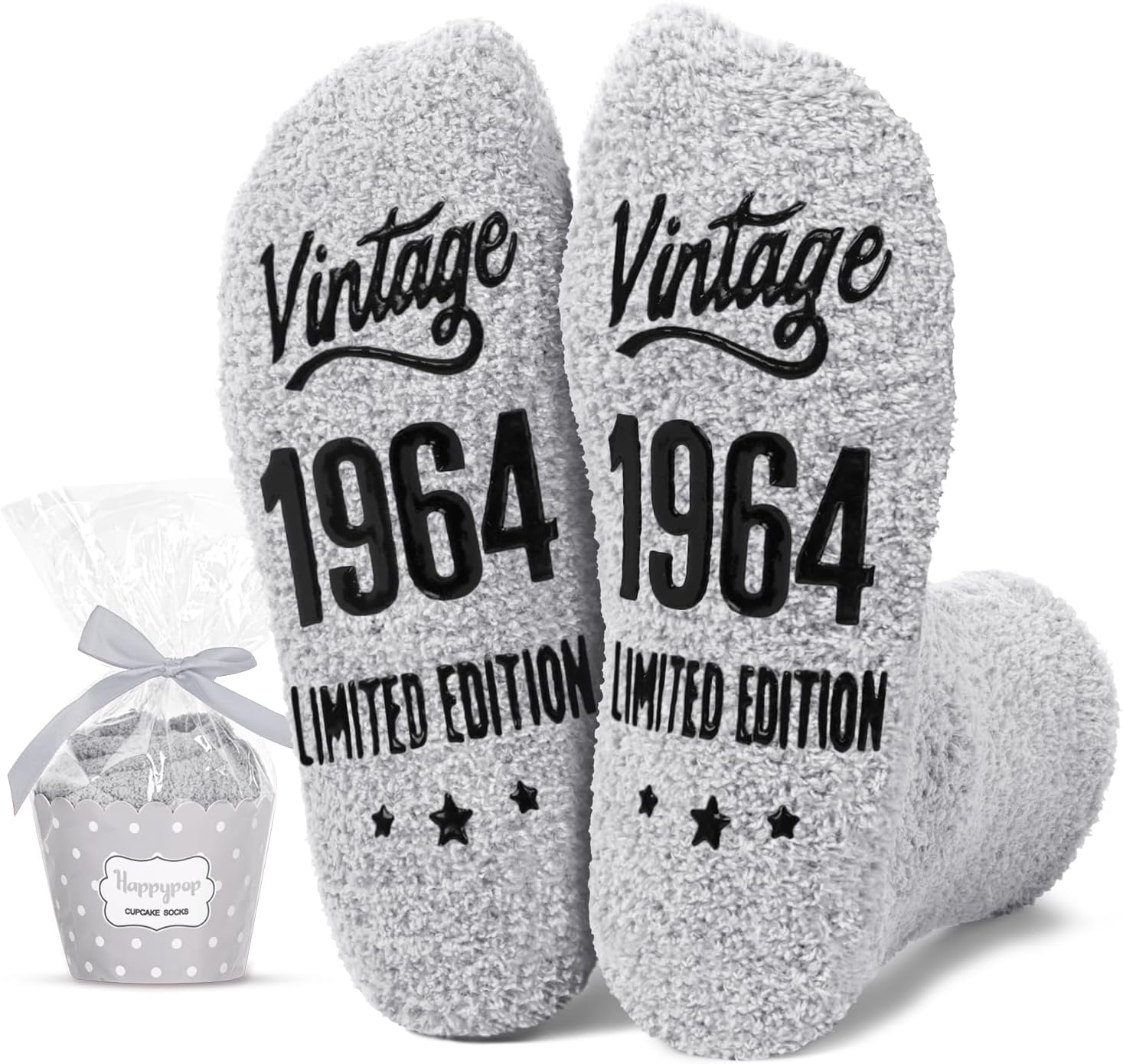 HAPPYPOP 1956 Birthday Gifts for Men - 61 62 63 64 65 66 67 68 69 70 Birthday Gifts Socks Grey