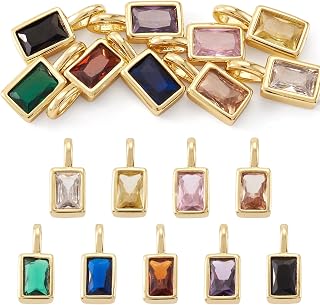 Genuine 18K Gold Plated Rhinestone Charm Pendants Birthstone Charms Teardrop Butterfly Heart Cubic Zirconia Earring Charms for Bracelet Jewelry Making