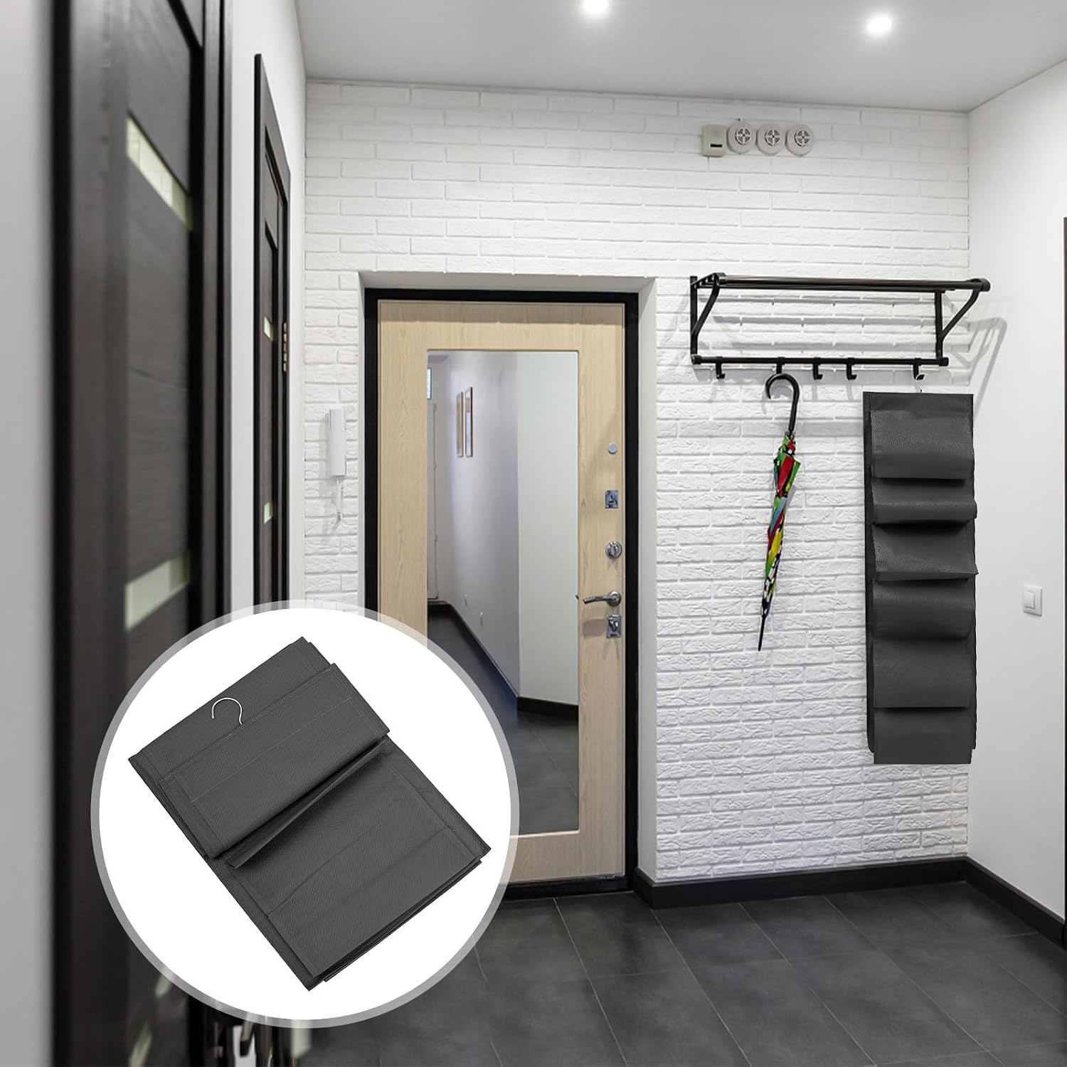 Hanging Shoe Organizer Non Woven Cloth, Foldable Large Capacity Black
