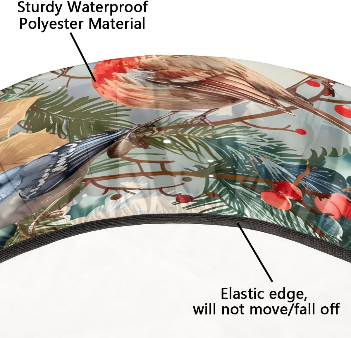 Round Tablecloth with Elastic Edge Cardinal Christmas Retro Fitted Circle Table Cover Wipeable Round Table Cloth for Indoor Outdoor Patio Dining Kitchen Festival Decor Gift for 45-50inch Tables