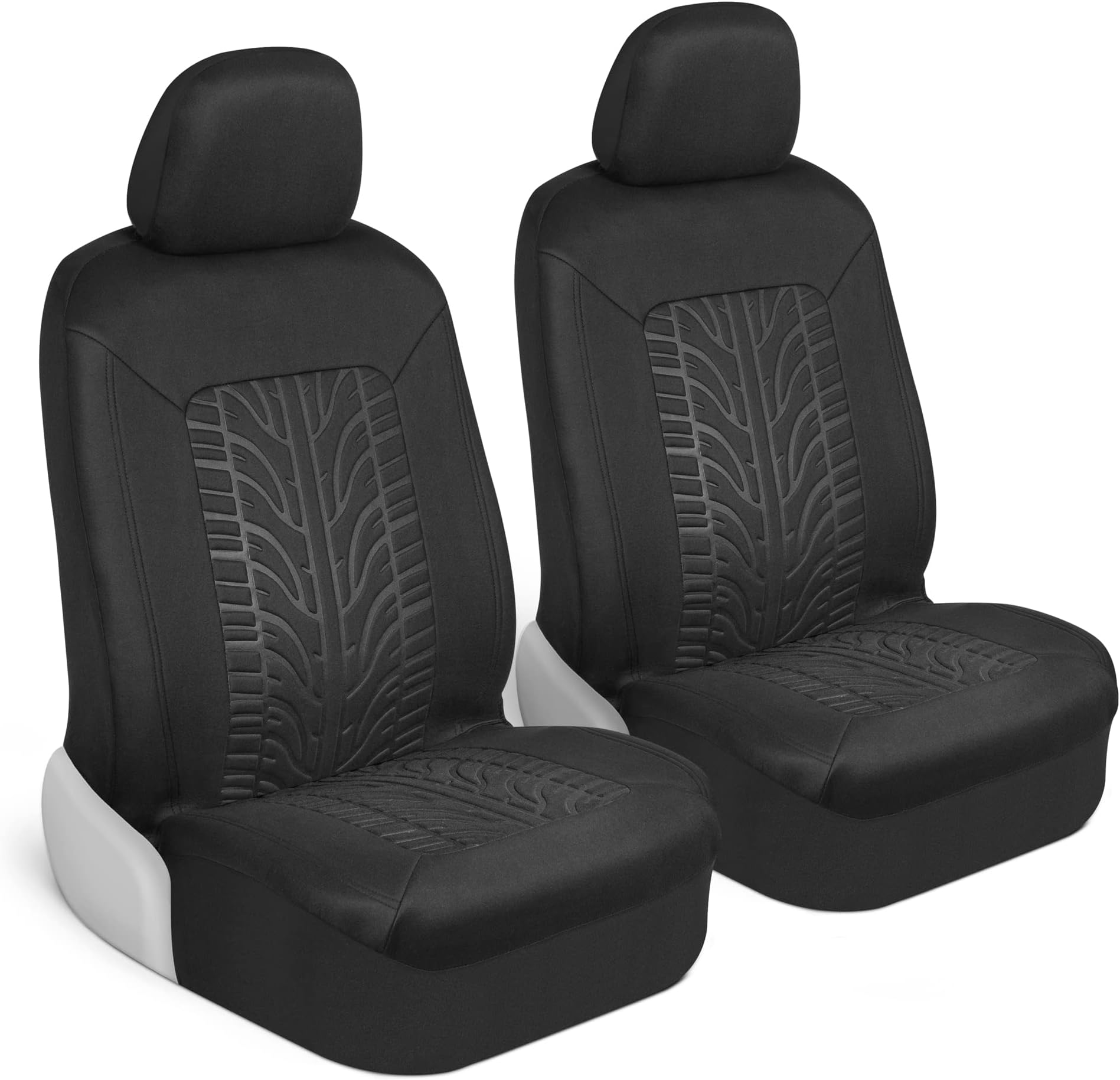 Motor TrendGrandPrix Seat Covers for Cars, Black Tire Tread Embossed Car Seat Covers for Front Seats, Automotive Interior Covers for Car Truck Van SUV, 2 Count (Pack of 1)