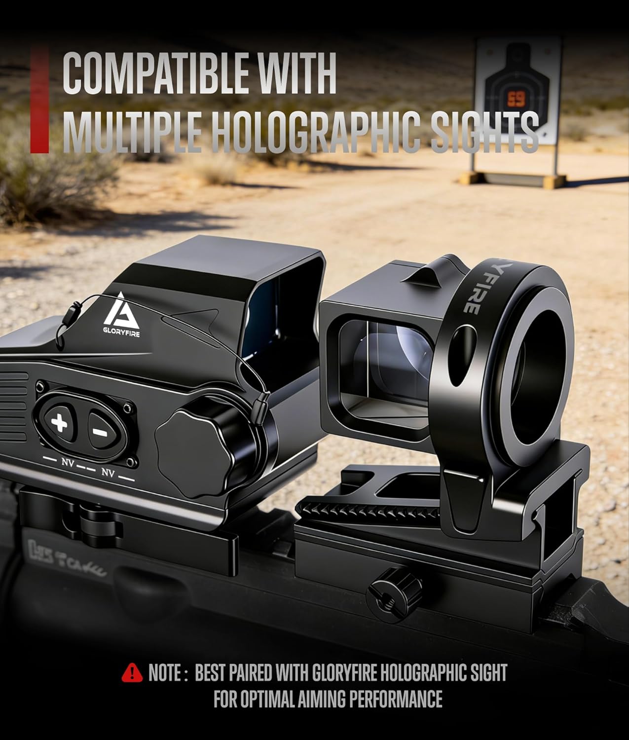 GLORYFIRE Corner Prism Sight 1× Magnification, Dual-Prism Optical System, Durable Aluminum Alloy Housing, 360° Rotatable Window, Picatinny Rail Observation Prism Optic