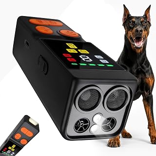 Mooking Ultrasonic Dog Bark Deterrent Devices, Anti Barking Device for Dogs | 4 Modes, Variable & Fixed Frequency, Flashlight, LCD Screen, Portable Training Tool to Correct Bad Behaviors Indoor & Outdoor