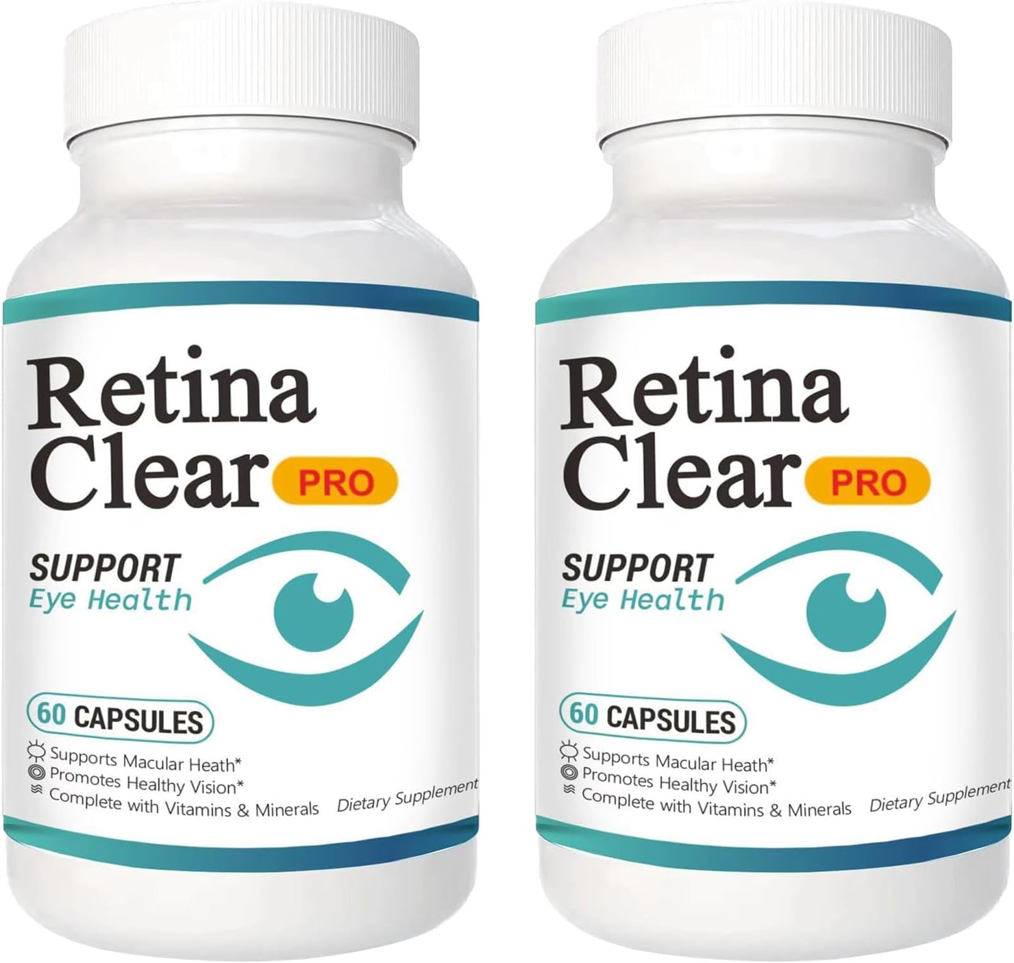 Retina Clear Pro Eye Health Support Supplement, with Minerals and Vitamins, Lutein and Bilberry Extract Supports Visual Clarity, Eye Fatigue Relief & Focus（2PCS