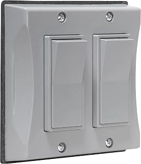 Hubbell 5127-0 2-Gang Weatherproof Cover, Vertical, Decorator, Gray, Shrink